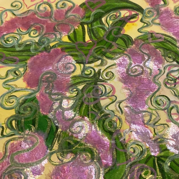 Unframed Original Art Watercolour & Acrylic Painting Lilac Abstract Dream Art - Picture 5 of 6